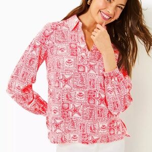 Lilly Pulitzer Jae Tunic Mizner Red Seaside Harbour